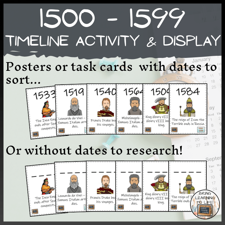 1500 to 1599 Timeline Activity & Classroom Display