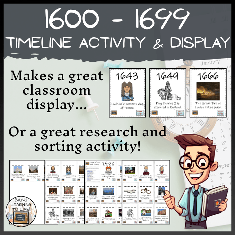 1600 to 1699 Timeline Activity & Classroom Display