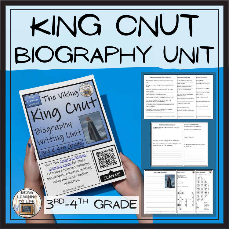 Viking King Cnut Biography Project & Writing Unit | 3rd Grade & 4th Grade