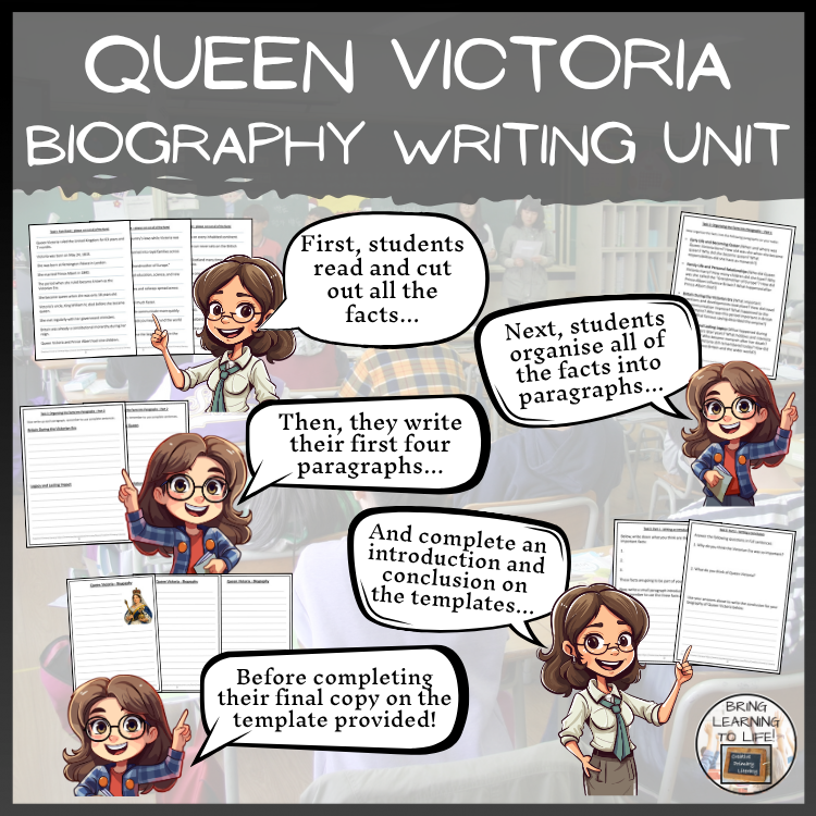Queen Victoria Close Reading & Biography Writing Bundle | 3rd-4th Grade