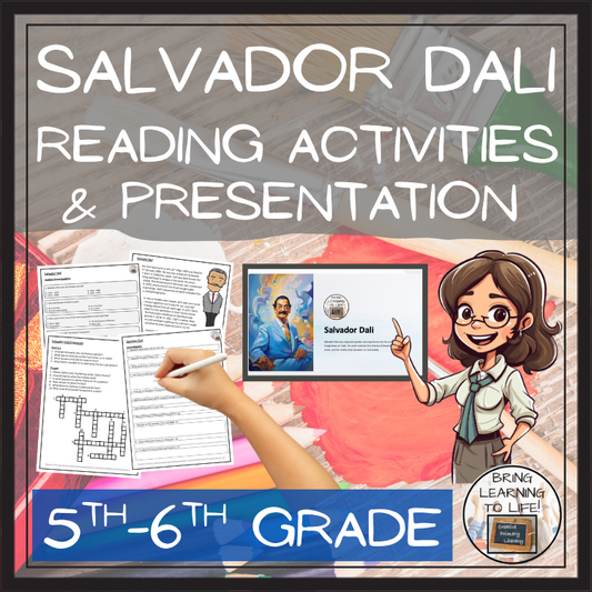 Salvador Dali Close Reading Comprehension Activities | 5th Grade & 6th Grade