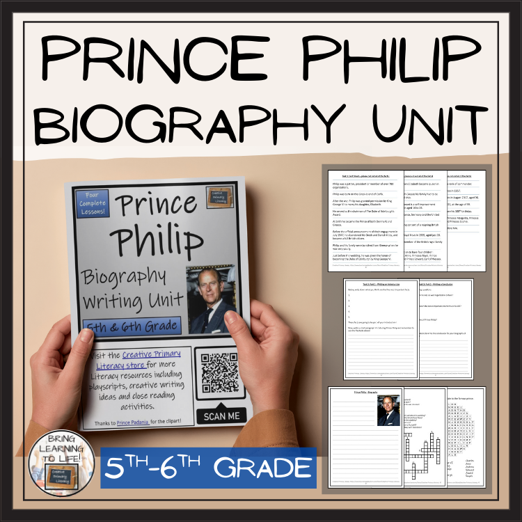 Prince Philip Biography Project & Writing Unit | 5th Grade & 6th Grade
