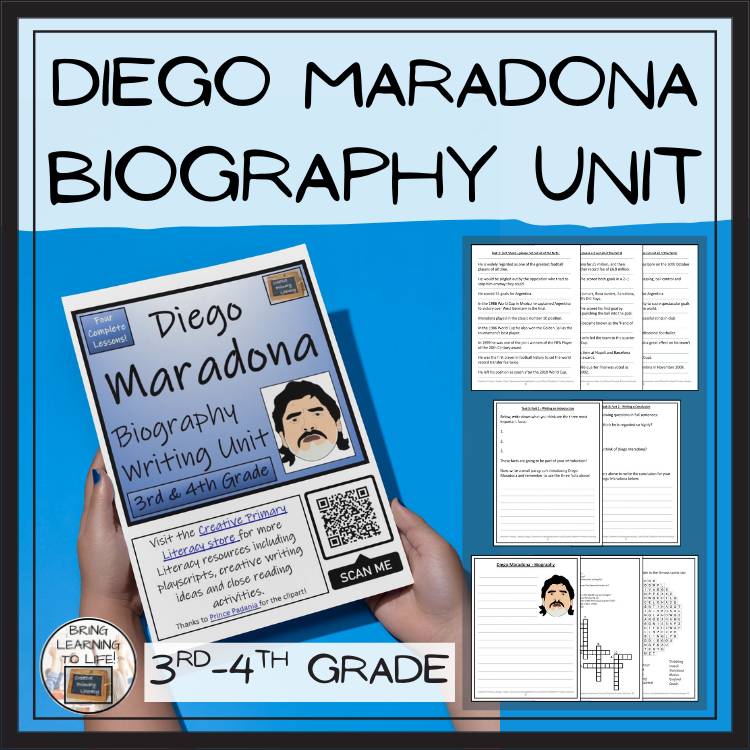 Diego Maradona Biography Project & Writing Unit | 3rd Grade & 4th Grade