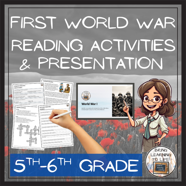 First World War Close Reading Comprehension Activities | 5th Grade & 6th Grade