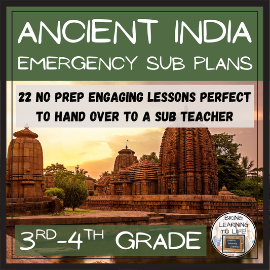 Emergency Sub Plans | Ancient India Bundle | 3rd Grade & 4th Grade