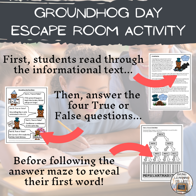 Groundhog Day Escape Room | Social Studies & Holiday Activity
