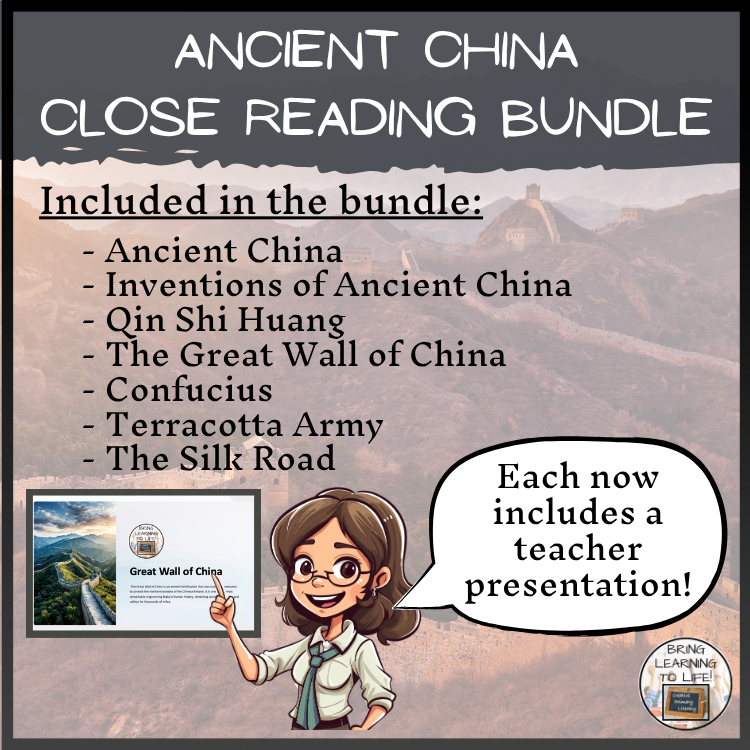 Ancient China Close Reading Comprehension Bundle | 5th-6th Grade