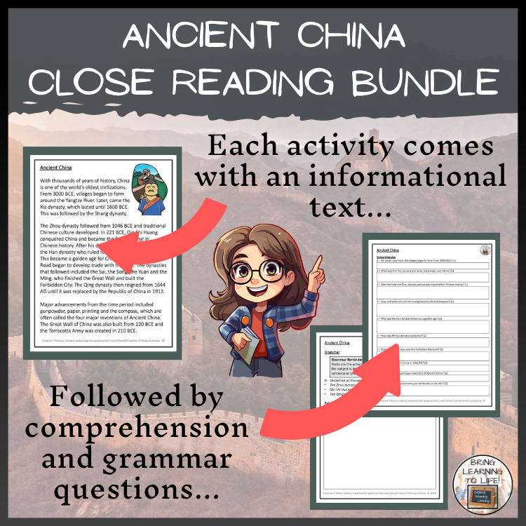 Ancient China Close Reading Comprehension Bundle | 5th-6th Grade
