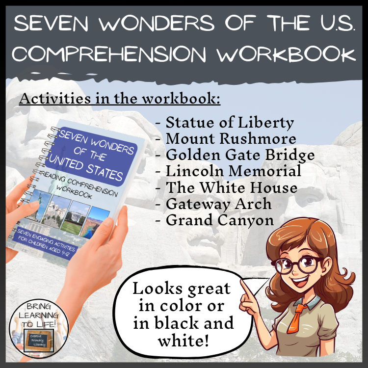 Seven Wonders of the United States Reading Comprehension Workbook 5th-6th Grade