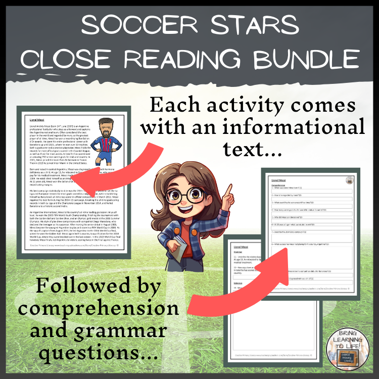 Greatest Soccer Players Close Reading & Presentation Bundle | 5th & 6th Grade