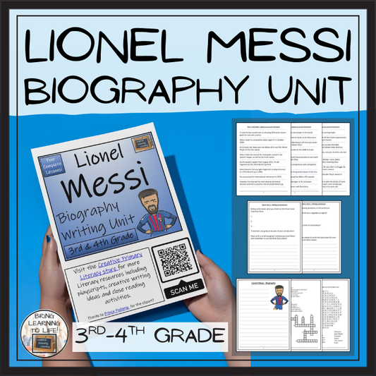 Lionel Messi Biography Project & Writing Unit | 3rd Grade & 4th Grade
