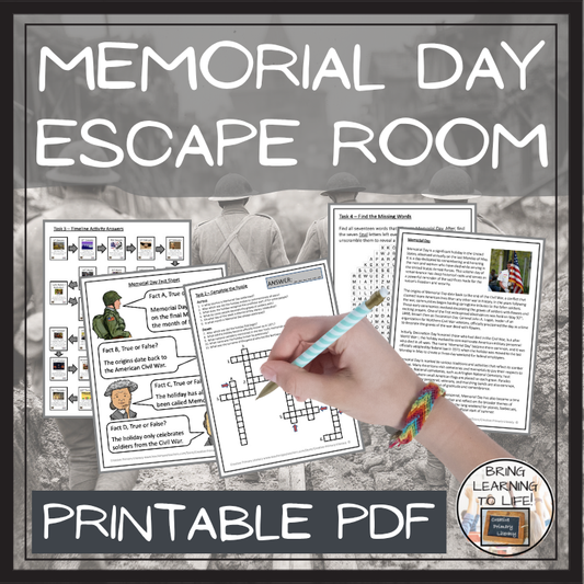 Memorial Day Escape Room | Social Studies & History Activity