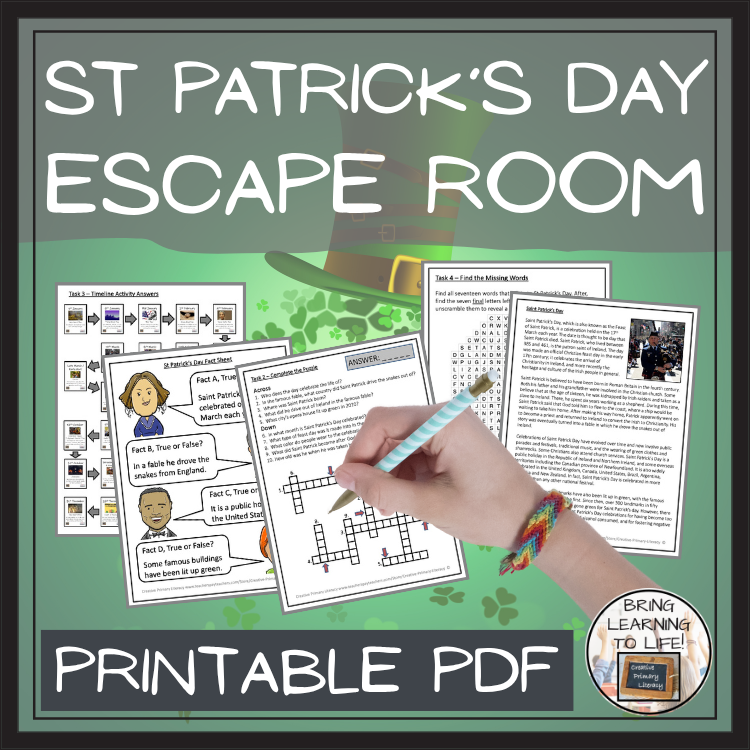 St Patricks Day Escape Room | Social Studies & Holiday Activity