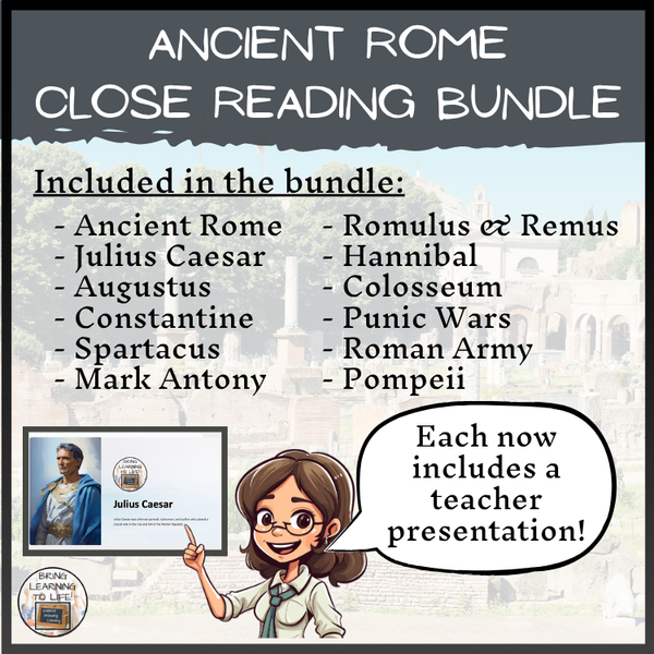 Ancient Rome Close Reading Comprehension Activity Bundle | 5th-6th Gra ...