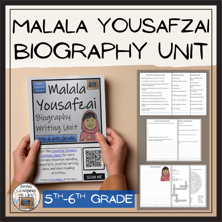 Malala Yousafzai Biography Writing Unit | 5th Grade & 6th Grade