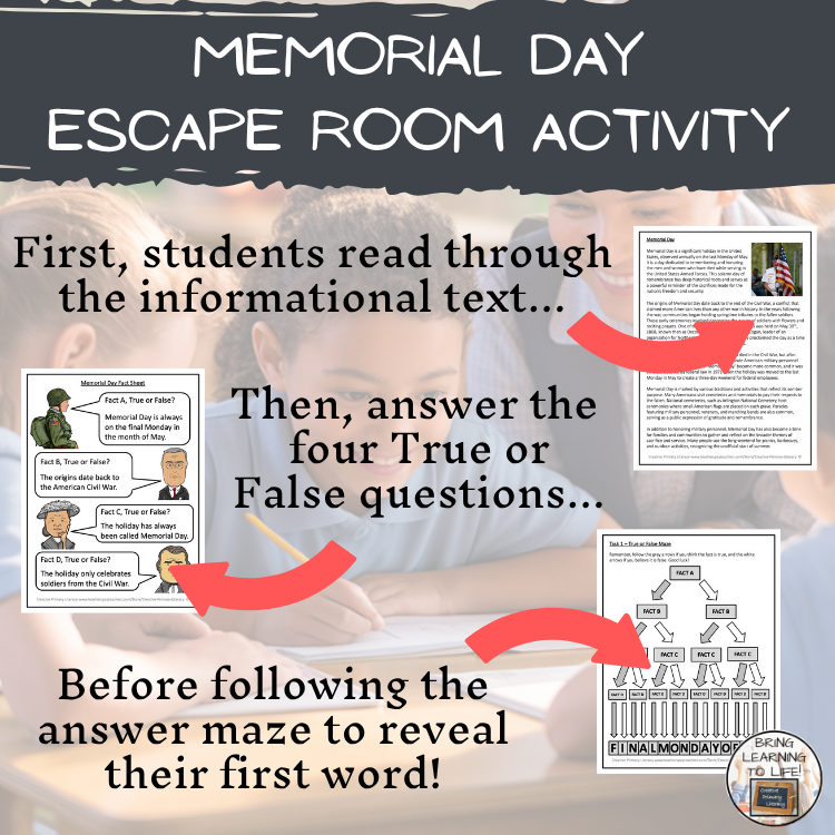 Memorial Day Escape Room | Social Studies & History Activity