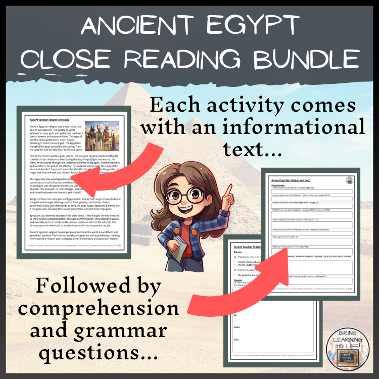 Ancient Egypt Close Reading Comprehension Activity Bundle | 5th-6th Grade