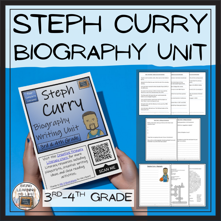 Stephen Curry Biography Project & Writing Unit | 3rd Grade & 4th Grade