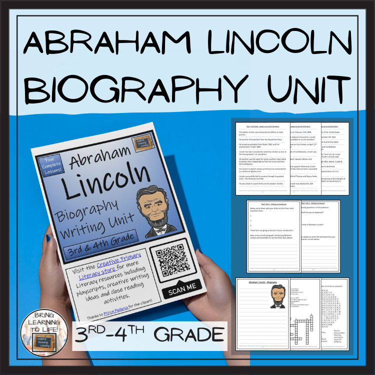 Abraham Lincoln Biography Project & Writing Unit | 3rd Grade & 4th Grade
