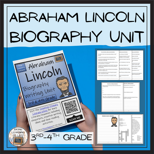 Abraham Lincoln Biography Project & Writing Unit | 3rd Grade & 4th Grade