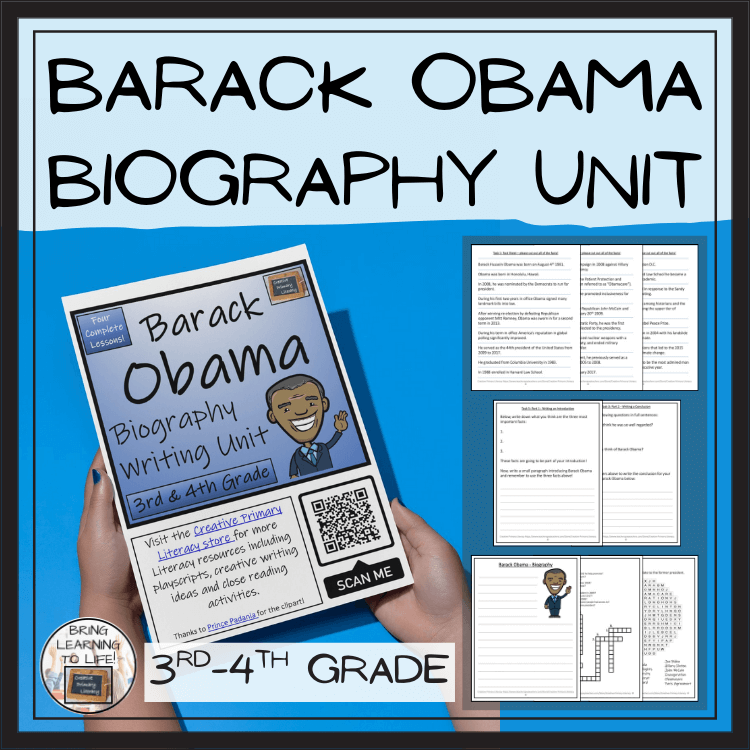 Barack Obama Biography Project & Writing Unit | 3rd Grade & 4th Grade