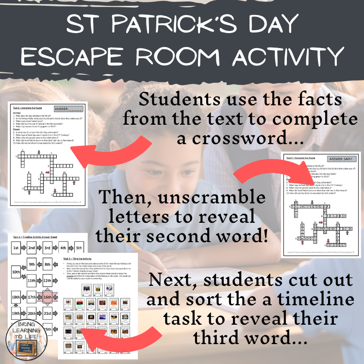 St Patricks Day Escape Room | Social Studies & Holiday Activity