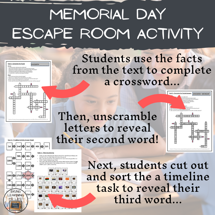Memorial Day Escape Room | Social Studies & History Activity