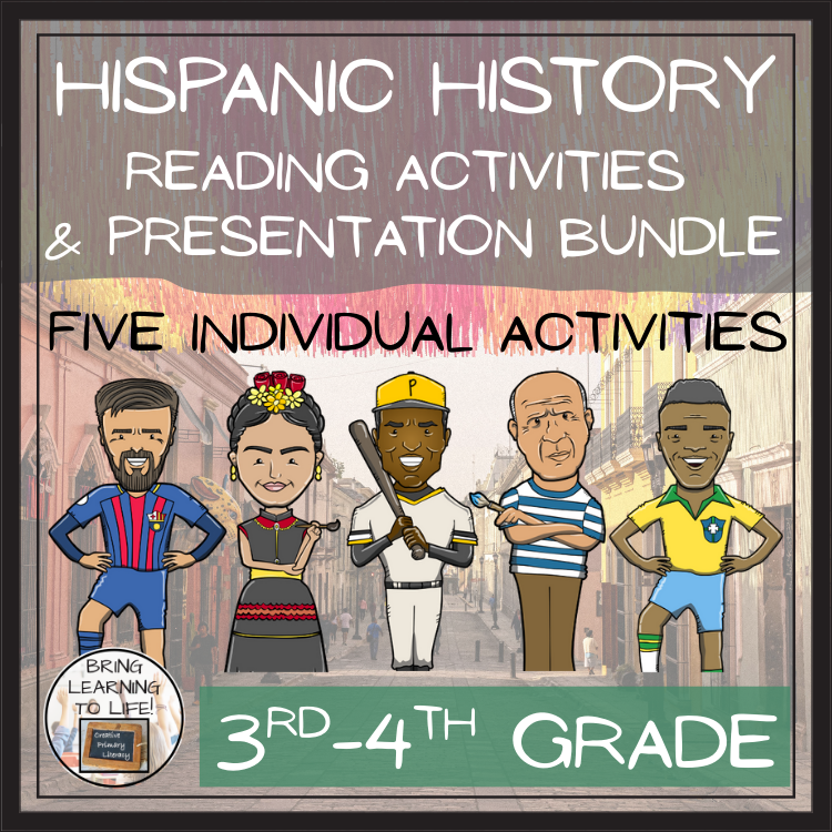 Hispanic Heritage Close Reading Comprehension Activity Bundle | 3rd & 4th Grade