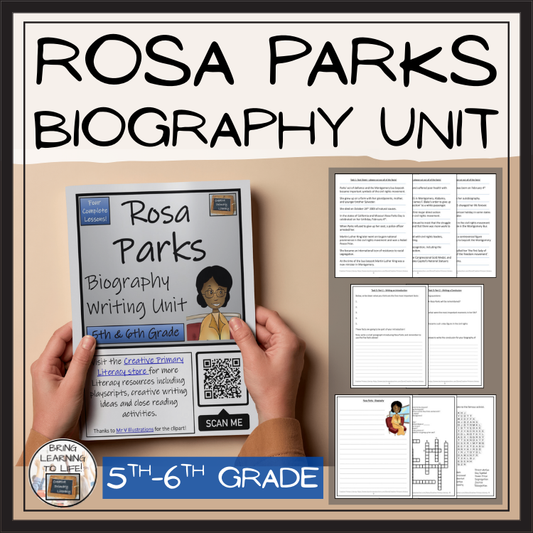 Rosa Parks Biography Project & Writing Unit | 5th Grade & 6th Grade