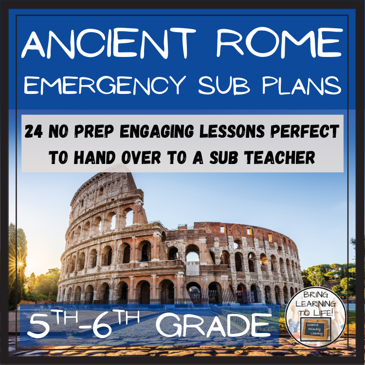 Emergency Sub Plans | Ancient Rome Bundle | 5th Grade & 6th Grade