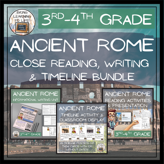 Ancient Rome Close Reading, Writing & Timeline Bundle | 3rd-4th Grade