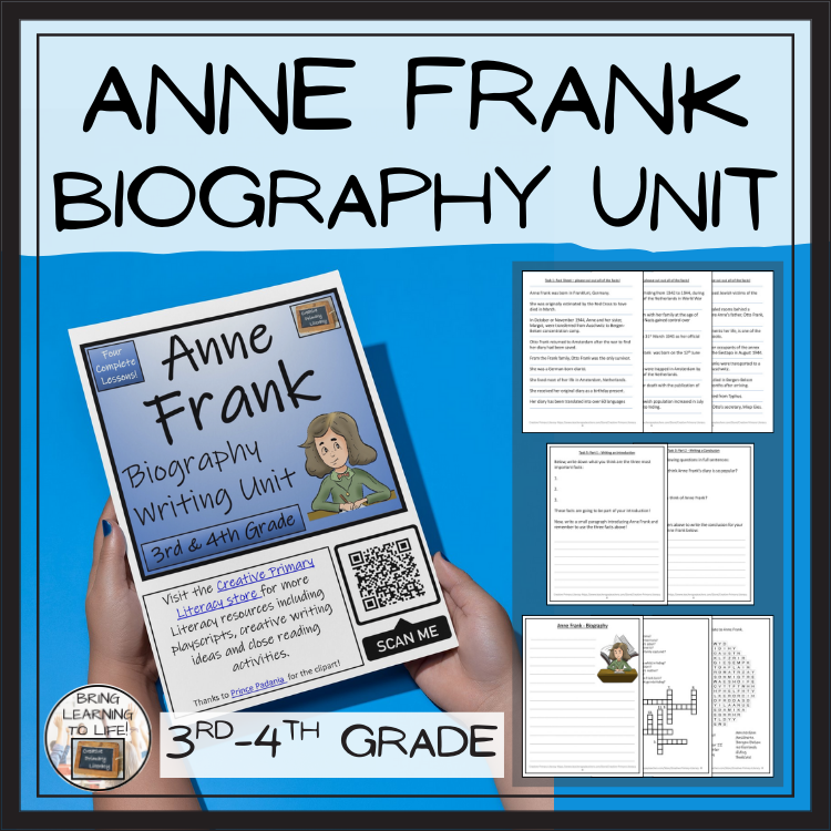Anne Frank Biography Project & Writing Unit | 3rd Grade & 4th Grade