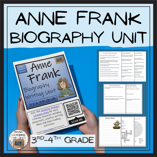Anne Frank Biography Project & Writing Unit | 3rd Grade & 4th Grade
