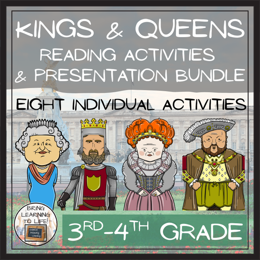 British Kings & Queens Close Reading Comprehension Bundle | 3rd & 4th Grade