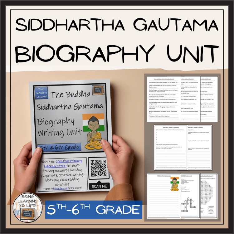 Siddhartha Gautama Biography Project & Writing Unit | 5th Grade & 6th Grade