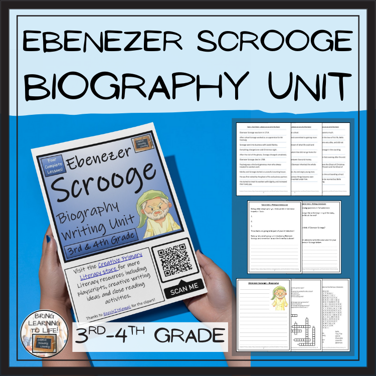 Ebenezer Scrooge Biography Project & Writing Unit | 3rd Grade & 4th Grade