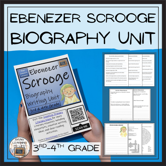 Ebenezer Scrooge Biography Project & Writing Unit | 3rd Grade & 4th Grade