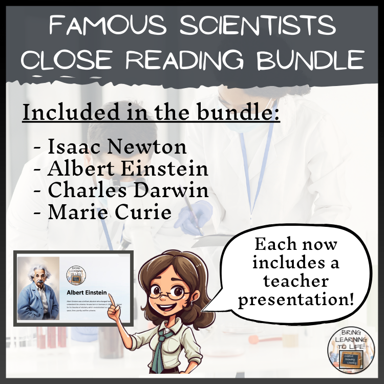 Famous Scientists Close Reading Activity Bundle | 3rd Grade & 4th Grade