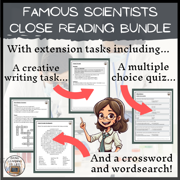 Famous Scientists Close Reading Activity Bundle | 3rd Grade & 4th Grade