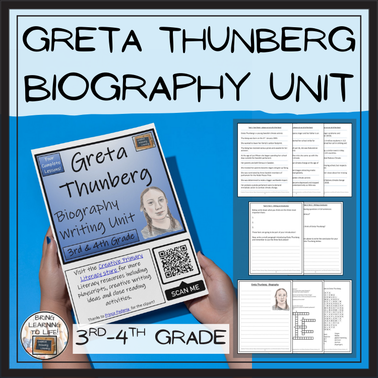 Greta Thunberg Biography Project & Writing Unit | 3rd Grade & 4th Grade