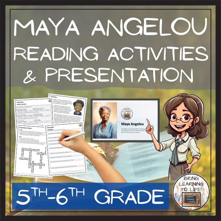 Maya Angelou Close Reading Comprehension Activities | 5th Grade & 6th Grade