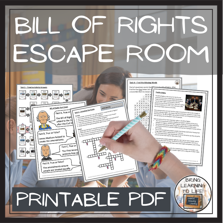 Bill of Rights Escape Room | Social Studies & History Activity