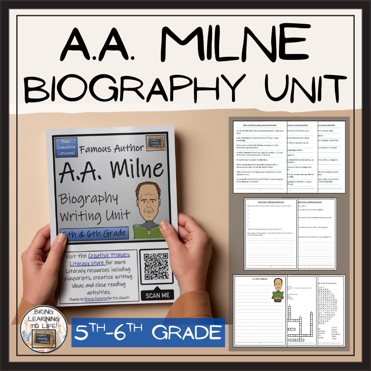 A.A. Milne Biography Project & Writing Unit | 5th Grade & 6th Grade