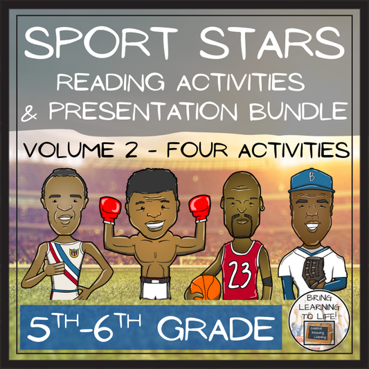 Sport Stars Volume 2 Close Reading Comprehension Bundle | 5th & 6th Grade
