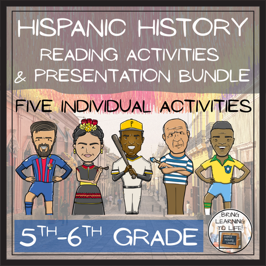 Hispanic Heritage Close Reading Comprehension Activity Bundle | 5th & 6th Grade