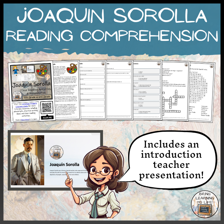 Joaquín Sorolla Close Reading Comprehension Activities | 5th Grade & 6th Grade
