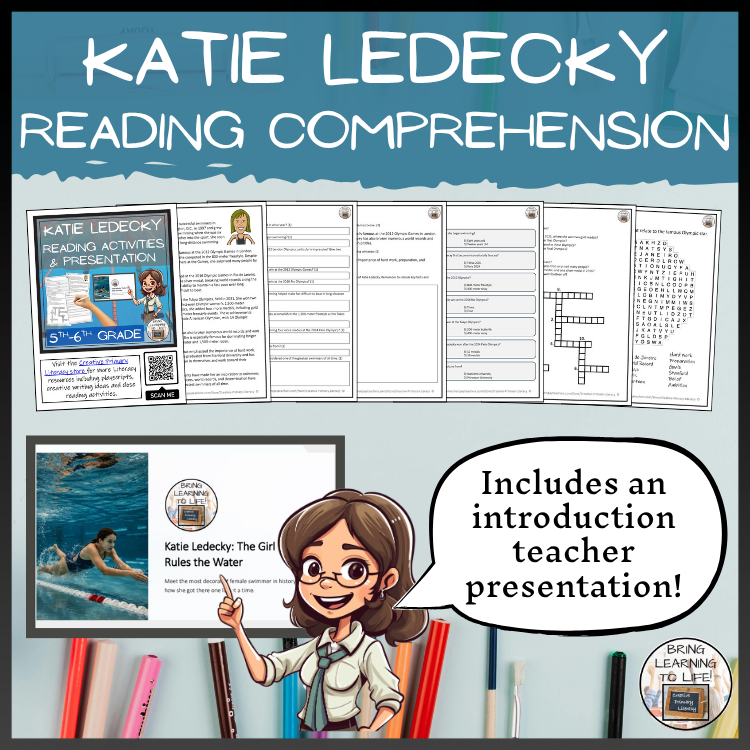 Katie Ledecky Reading Comprehension Activities | 5th Grade & 6th Grade