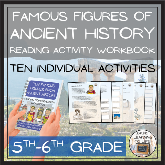 Famous Figures of Ancient History Reading Comprehension Workbook | 5th-6th Grade