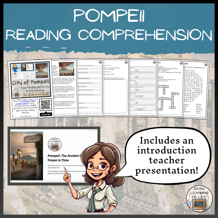 Pompeii Close Reading Comprehension Activities | 5th Grade & 6th Grade