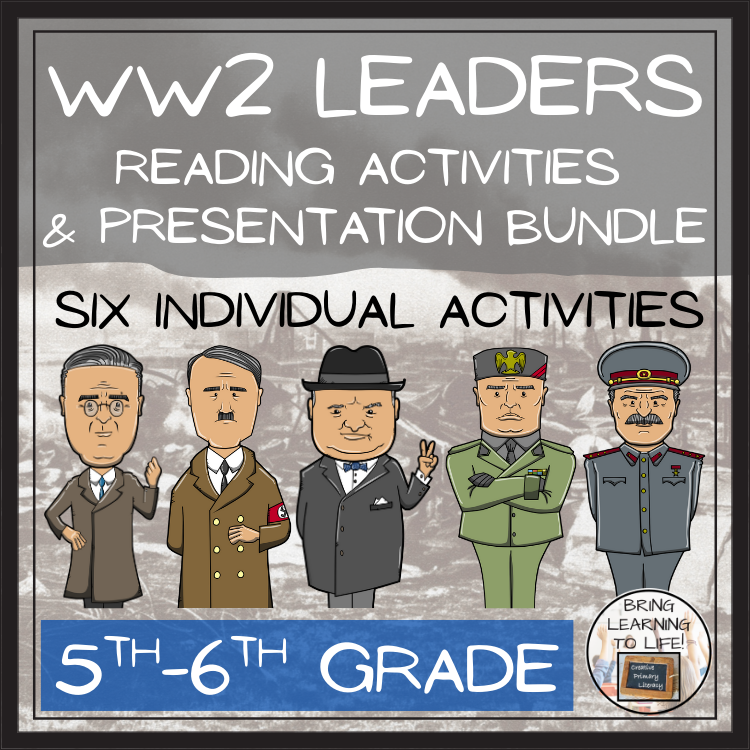 World War II Leaders Close Reading Comprehension Bundle | 5th Grade & 6th Grade